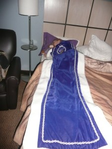 Robyn sleeping under her robe again!