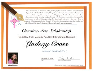 KKSMSF Creative Arts scholarship- Lindsay Cross
